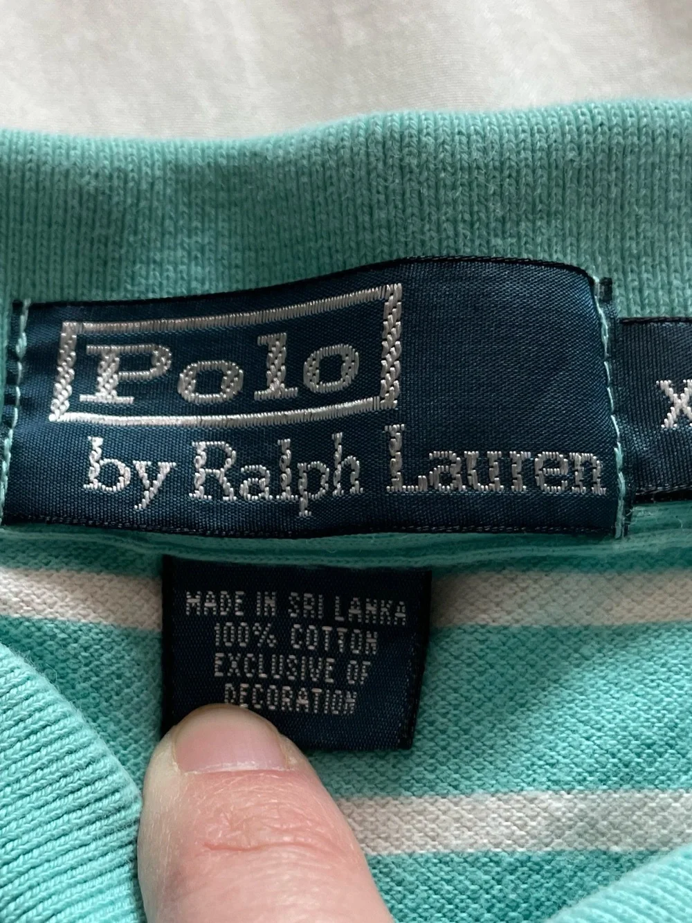 Ralph Lauren Mint Green and White Striped Polo with Contrast Pony